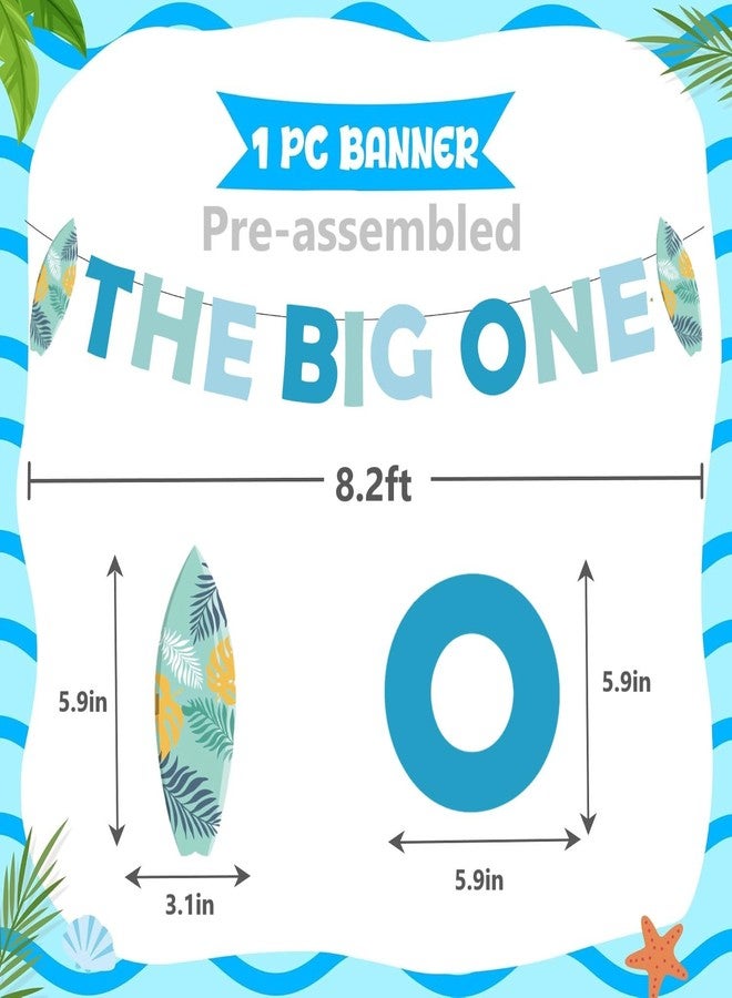 WAWEOOP The Big One Theme Banner Boy 1st Birthday Party Decorations,Surf First Birthday Party Decor Supplies for 1 Year Old Boy - Image 3