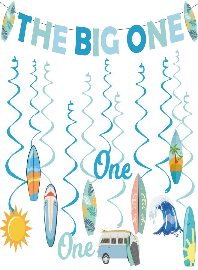 WAWEOOP The Big One Theme Banner Boy 1st Birthday Party Decorations,Surf First Birthday Party Decor Supplies for 1 Year Old Boy - Image 1