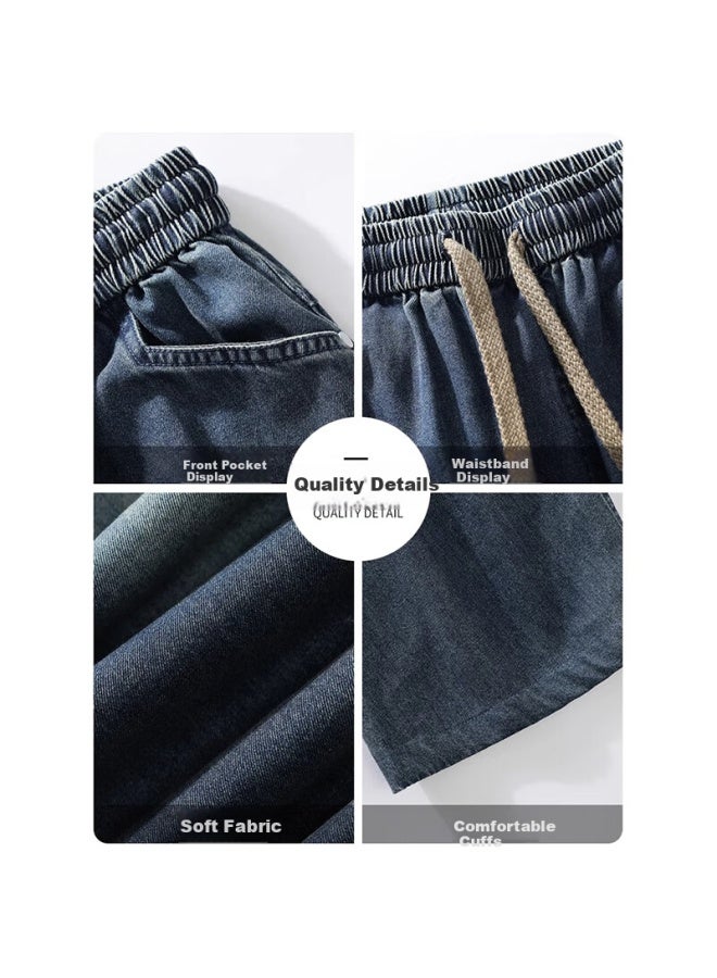 Wassup Sohot Men's Jeans, Autumn High Street Loose Straight-leg Pants, American Trendy Brand, Plus Size Casual Trousers, Blue, XL - Image 2