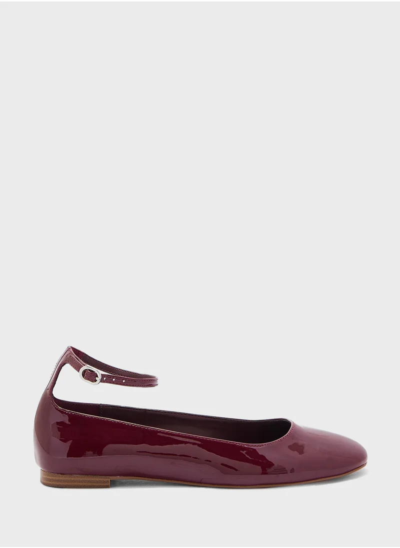 MANGO Patent Leather-Effect Ballet Flats