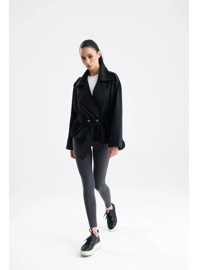 GACACOLLECTION ALEY Short Waterproof Belted Trench Coat.