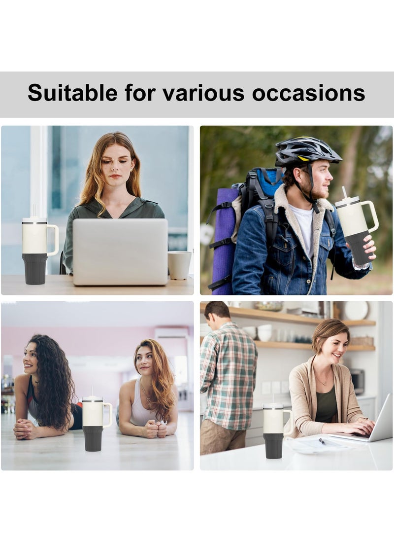 SYOSI غطاء سيليكون لكوب ستانلي سعة 40 أونصة، غطاء غطاء بيج مناسب لملحقات Stanley H2.0 وQuencher Adventure Tumbler، مع تقليل الضوضاء وحماية من الصدمات، وملمس مضاد للانزلاق (رمادي، 40 أونصة) - Image 5