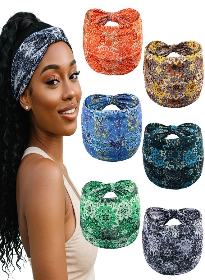 Yeshan Wide Headbands for Women Non Slip Boho Headband Elastic Yoga Workout Sweat Bands Running Sport Hair Bands,Pack of 6 - Image 1