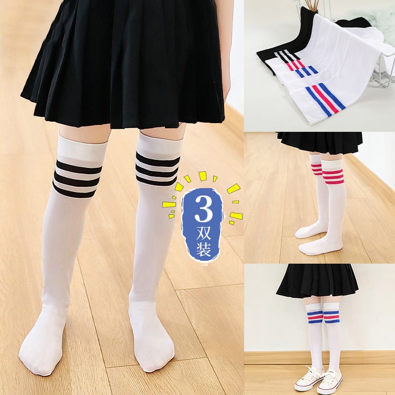 Children'S Stockings Summer Thin White Stockings Girls' Mid-Length Stockings Over The Knee Baby High Stockings Student Stockings - Image 2