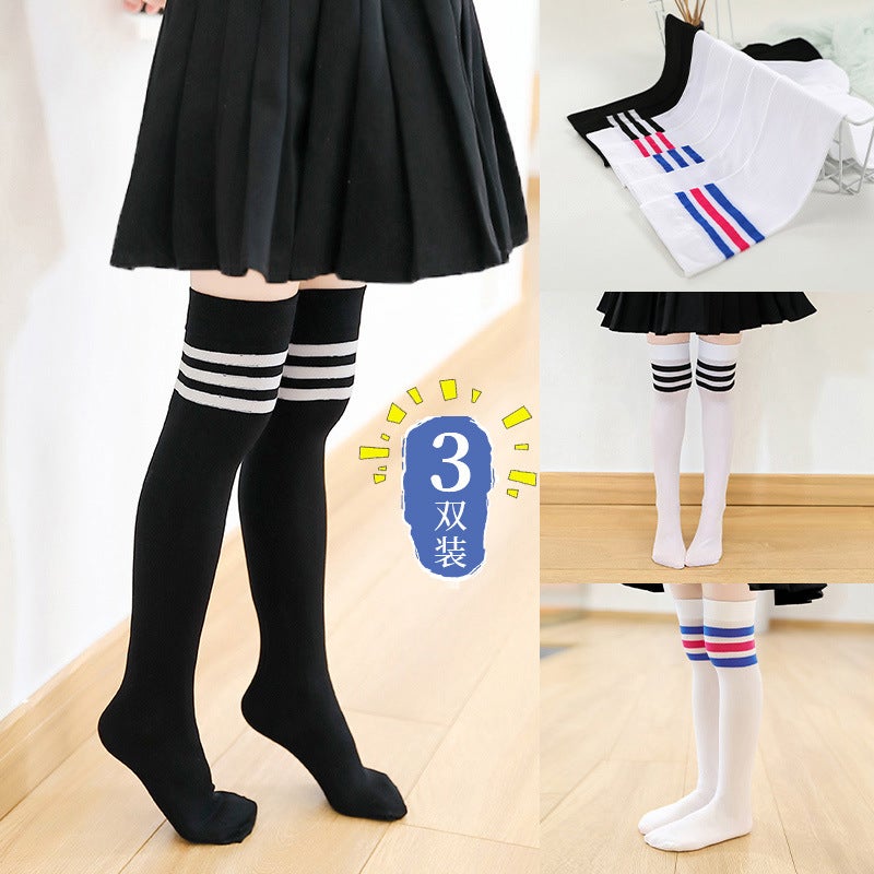 Children'S Stockings Summer Thin White Stockings Girls' Mid-Length Stockings Over The Knee Baby High Stockings Student Stockings - Image 3