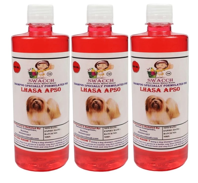 swacch Lhasa Apso Dog Shampoo + Dumbbell Toy I Durable Rubber Dog Toy for Chewing I Playing,Teeth Cleaning & Training Toy I Combo Pack I 500ml Pack of 3 Jasmine - Image 2