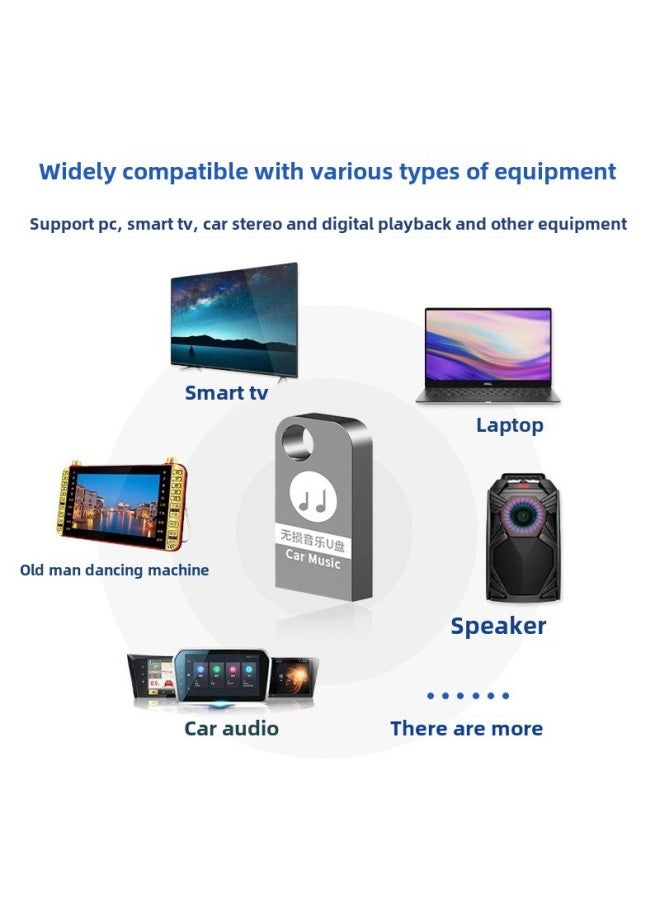 Car USB Flash Drive 32g Music Lossless Sound Quality 64GB High Speed Metal Mini Car USB Shake Sound Hot Song 64g-Colour:Long U Disk + 2 Adapters + Wooden Box (empty Disk)-Capacity:64gb Regular Version C6 - Image 5