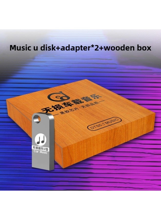 Car USB Flash Drive 32g Music Lossless Sound Quality 64GB High Speed Metal Mini Car USB Shake Sound Hot Song 64g-Colour:Long U Disk + 2 Adapters + Wooden Box (empty Disk)-Capacity:64gb Regular Version C6 - Image 1