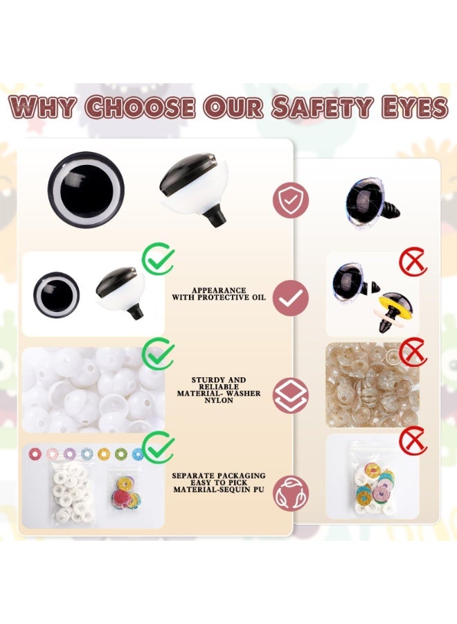 Chabeia 120pcs 12mm 3D Glitter Plastic Safety Eyes, for Amigurumi Trapezoid,  Craft Crochet Doll Eyes, with Washers Stuffed Animal Eyes, for DIY of Puppet, Bear Plush Animal（6 Colors） - Image 4