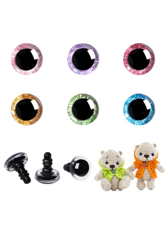 Chabeia 120pcs 12mm 3D Glitter Plastic Safety Eyes, for Amigurumi Trapezoid,  Craft Crochet Doll Eyes, with Washers Stuffed Animal Eyes, for DIY of Puppet, Bear Plush Animal（6 Colors） - Image 1