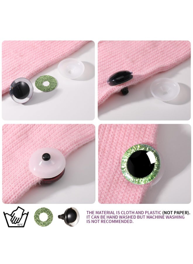 Chabeia 120pcs 12mm 3D Glitter Plastic Safety Eyes, for Amigurumi Trapezoid,  Craft Crochet Doll Eyes, with Washers Stuffed Animal Eyes, for DIY of Puppet, Bear Plush Animal（6 Colors） - Image 3