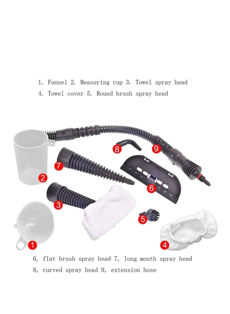 6-in-1 High-Pressure Handheld Steam Cleaner – Portable 1000W Multi-Surface Steamer for Kitchen, Bathroom, Car, Mattress, Curtains, Windows – 9 Accessories – 300ml Tank – Chemical-Free Cleaning – EU Plug - Image 4