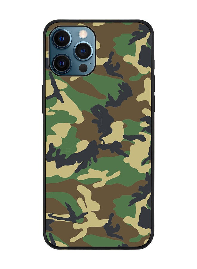 Stylizedd Rugged Black edge case for Apple iPhone 12 Pro Slim fit Soft Case Flexible Rubber Edges Anti Drop TPU Gel Thin Cover - Jungle Camo - Image 1