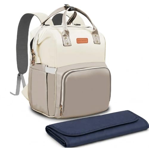 Motherly Envy Diaper Bag with Mat for Mothers for Travel, Maternity Bag for Newborn Baby, Multiple Pocket Waterproof Baby Bag, Hospital Bag for Moms(Cream) - Image 1