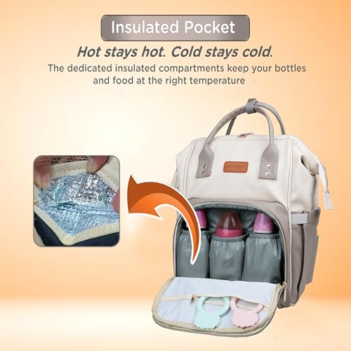 Motherly Envy Diaper Bag with Mat for Mothers for Travel, Maternity Bag for Newborn Baby, Multiple Pocket Waterproof Baby Bag, Hospital Bag for Moms(Cream) - Image 2
