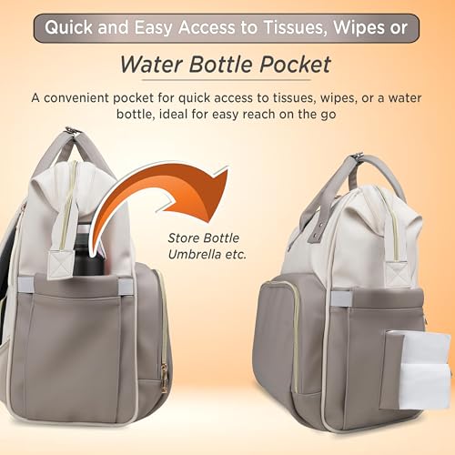 Motherly Envy Diaper Bag with Mat for Mothers for Travel, Maternity Bag for Newborn Baby, Multiple Pocket Waterproof Baby Bag, Hospital Bag for Moms(Cream) - Image 4