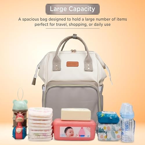 Motherly Envy Diaper Bag with Mat for Mothers for Travel, Maternity Bag for Newborn Baby, Multiple Pocket Waterproof Baby Bag, Hospital Bag for Moms(Cream) - Image 5