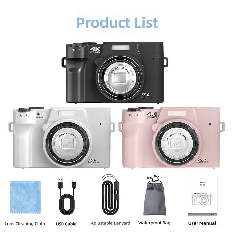 Dual-Camera 12x Optical Zoom Digital Camera for Outdoor and Selfie Photography - Image 4