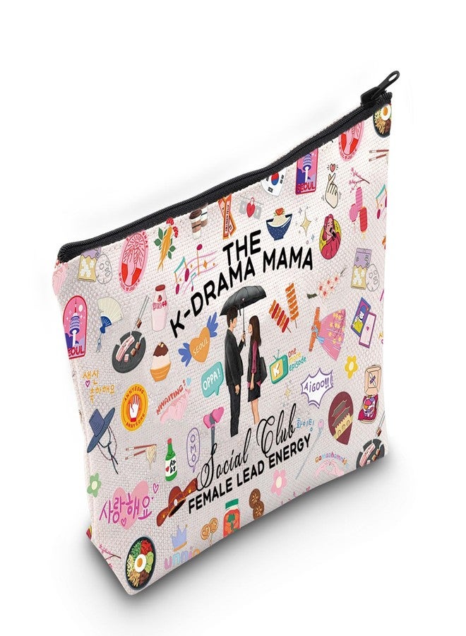 MEIKIUP K-Drama Mama Social Club Makeup Bag Korean Drama Fans Gift K-Drama Lover Merch Funny K-Drama Gift (K-Drama Mama bag) - Image 1
