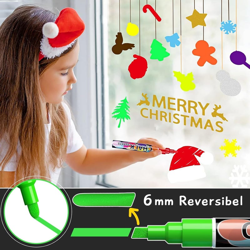 SAKEYR Liquid Erasable Chalk Markers Pens - 12 Colors Washable & Wet Erase Neon Makers for Blackboard, Chalkboard Signs, Glass Window, Graduation Celebration School Kids Art for Cars - Image 4