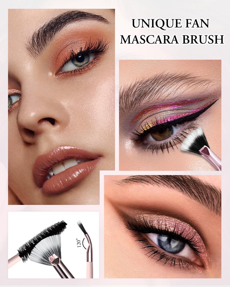 BESTOPE PRO Makeup Brushes with Case, 20PCs Travel Makeup Brush Set, Foundation Concealer Blush Eyeshadow Brush Set Contour Powder Eyebrow Eyelash Brush Kit with Led Light Mirror Holder & 2 Powder Puff-Pink - Image 5