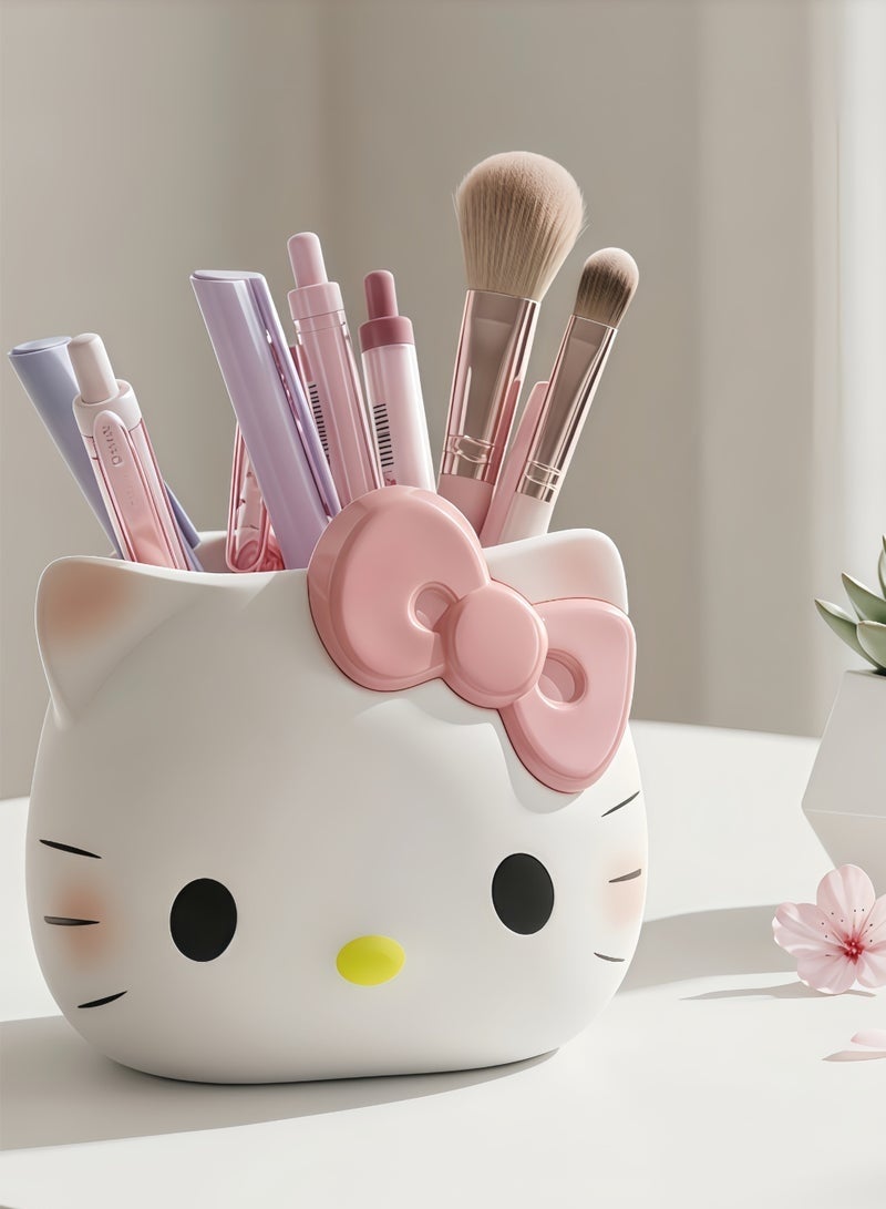 Hello Kitty Cute Pencil Pen Holder, Study Stationery Organizer Office Supplies Storage, Pencil Cup Makeup Brush Holder, Desk Supplies Organisers (KT cat) - Image 1