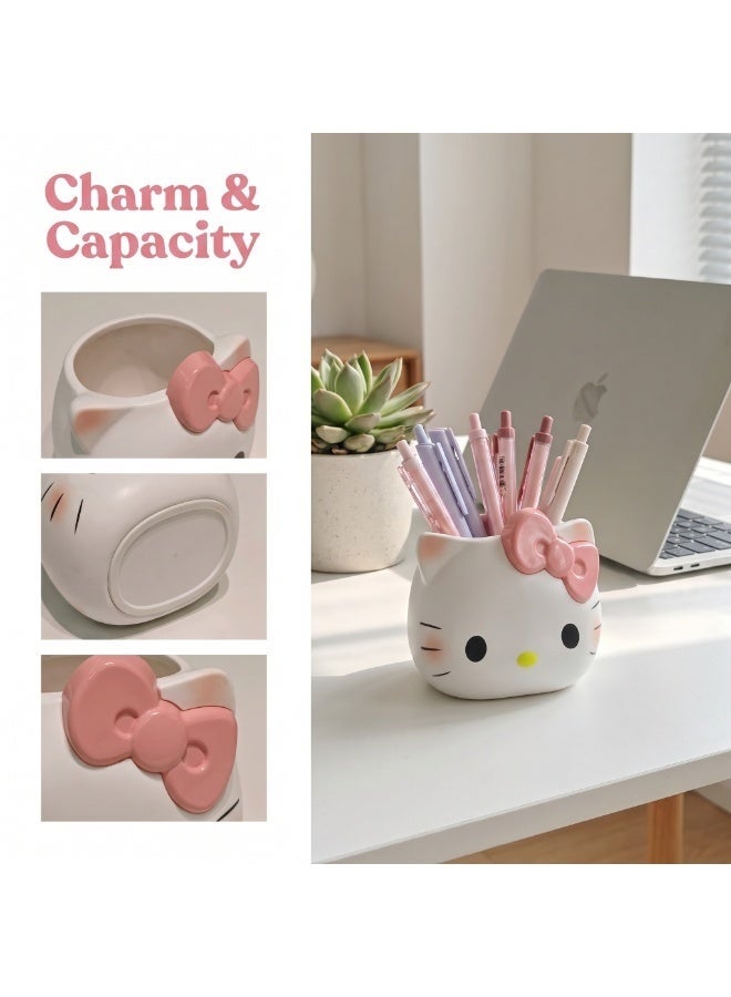 Hello Kitty Cute Pencil Pen Holder, Study Stationery Organizer Office Supplies Storage, Pencil Cup Makeup Brush Holder, Desk Supplies Organisers (KT cat) - Image 3