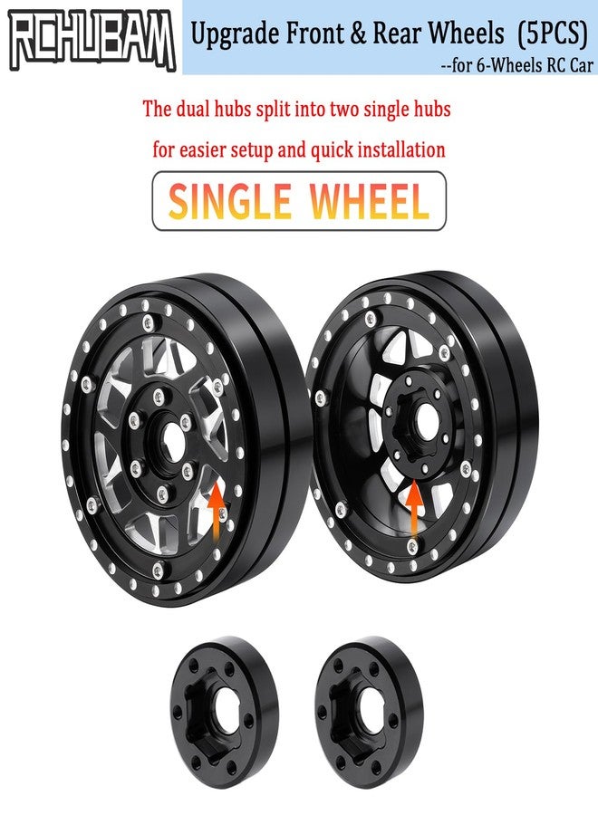 RCHUBAM 1.9" Dually Beadlock Wheels 2PCS/4PCS Aluminum RC Twin Wheel Set Compatible with SCX10 TRX-4 TRX6 G63 6-Wheel 1/10 Scale RC Hauler Crawler Truck Car Upgrade Accessories (5PCS) - Image 3