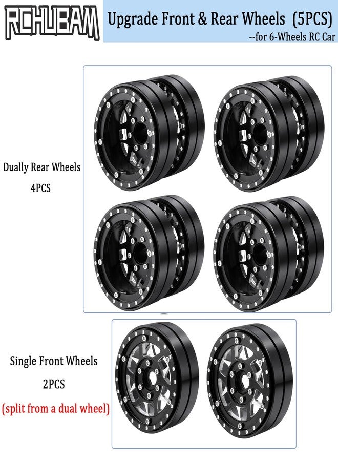 RCHUBAM 1.9" Dually Beadlock Wheels 2PCS/4PCS Aluminum RC Twin Wheel Set Compatible with SCX10 TRX-4 TRX6 G63 6-Wheel 1/10 Scale RC Hauler Crawler Truck Car Upgrade Accessories (5PCS) - Image 2