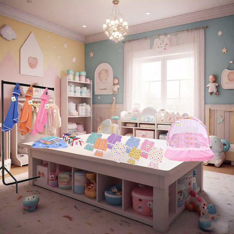 Toddylon Flat Bed 30 in 1 New Born Baby Products All Gift Pack | Baby Bedding Set | Baby Clothes | Essentials Items | Combo Set | Infants | Just Born Boys Girls | Baby Bed (Multicolor, 0-6 Months) - Image 4
