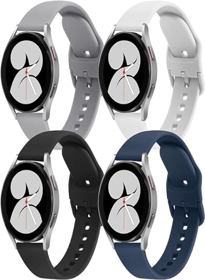 Next Next store 4 Pack Sport Bands Compatible with Samsung Galaxy Watch 4 Bands 40mm 44mm 20mm Soft Silicone Replacement Strap for Women Men