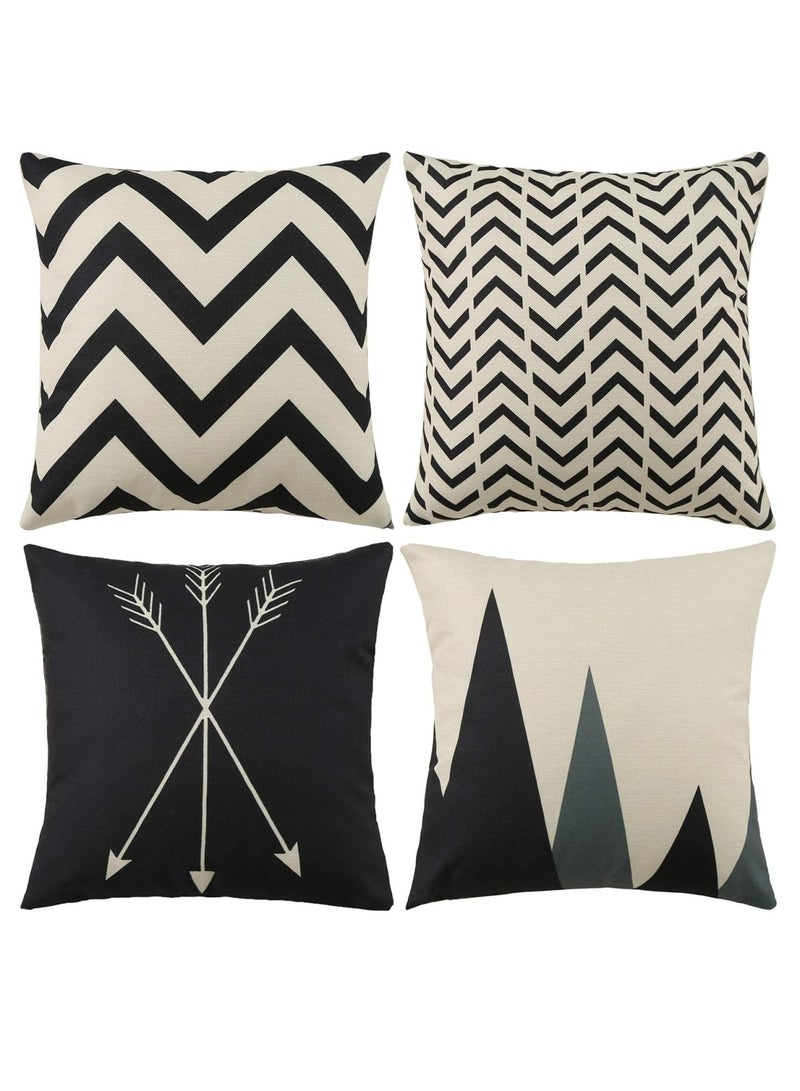 Zikra Throw Pillow Covers, Modern Pattern Linen Square Pillow Cushion Case for Sofa Couch Bed Home Outdoor Car - Image 1
