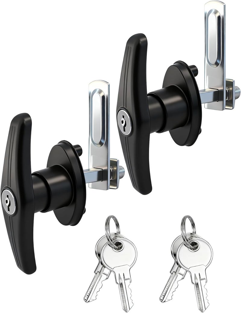 jamgoer Truck Cap Locking T-Handle Truck Cap Topper Camper Shell Locking T-Handle Keyed Alike T-Handle Latch Kit (Left&Right) - Image 1