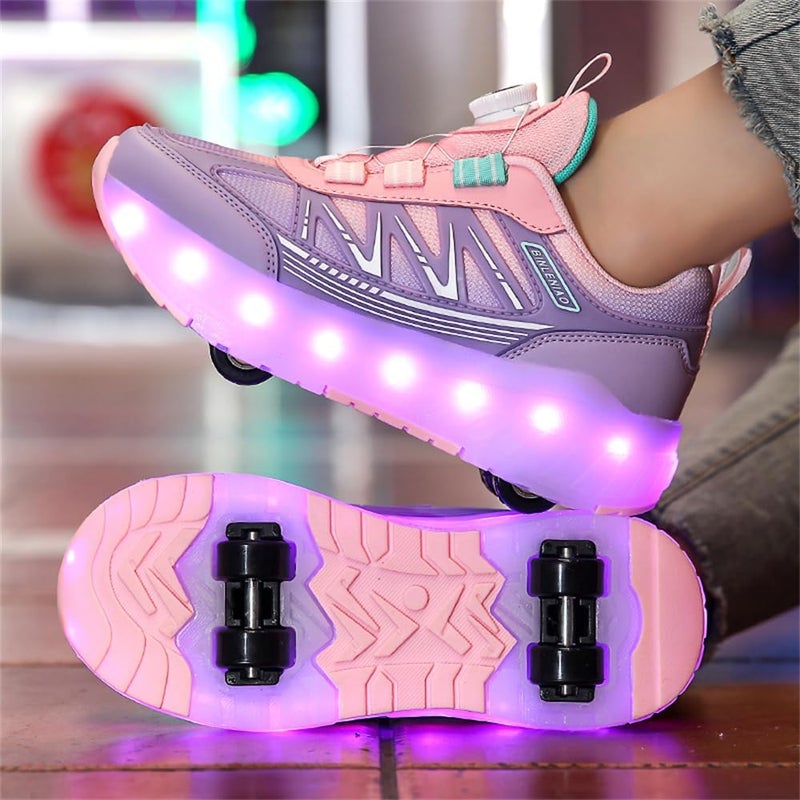 HFXC Roller Skates 4 Wheels Shoes for Kids - New Upgrade Skates Sneakers LED Light Up Rechargeable Sport Sneaker for Boys Girls Beginner More Balanced - Image 5