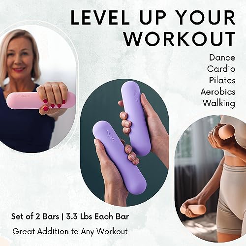Polyfit Dumbbell Weight Bars for Women - Set of 2 (3.3 LB | 6.5 LB Pair) - Dumbbell Set for Walking, Yoga, Dance, Barre, Pilates, Cardio, Aerobics - Rust - Image 2