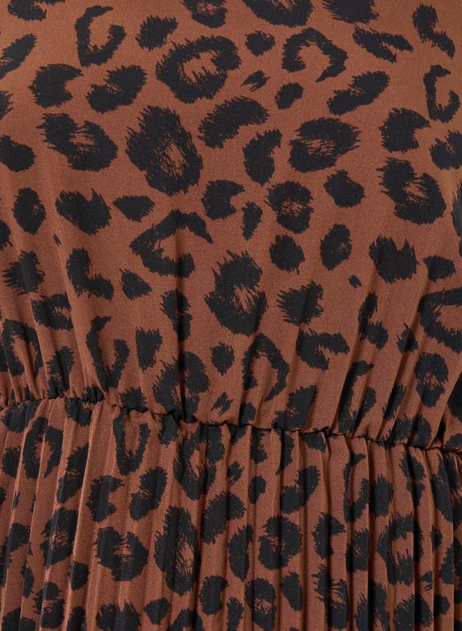 Take Two Leopard Print Pleated Strappy Midi Dress - Image 3