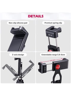 Ulanzi ULANZI Metal Phone Tripod Mount ST-10, Universal 360° Smartphone Adapter with 2 Cold Shoe Mount, Adjustable Cell Phone Clamp Stand Holder, Compatible with iPhone, Samsung Galaxy and All Phones  - Image 5