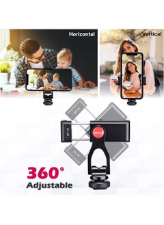 Ulanzi ULANZI Metal Phone Tripod Mount ST-10, Universal 360° Smartphone Adapter with 2 Cold Shoe Mount, Adjustable Cell Phone Clamp Stand Holder, Compatible with iPhone, Samsung Galaxy and All Phones  - Image 4