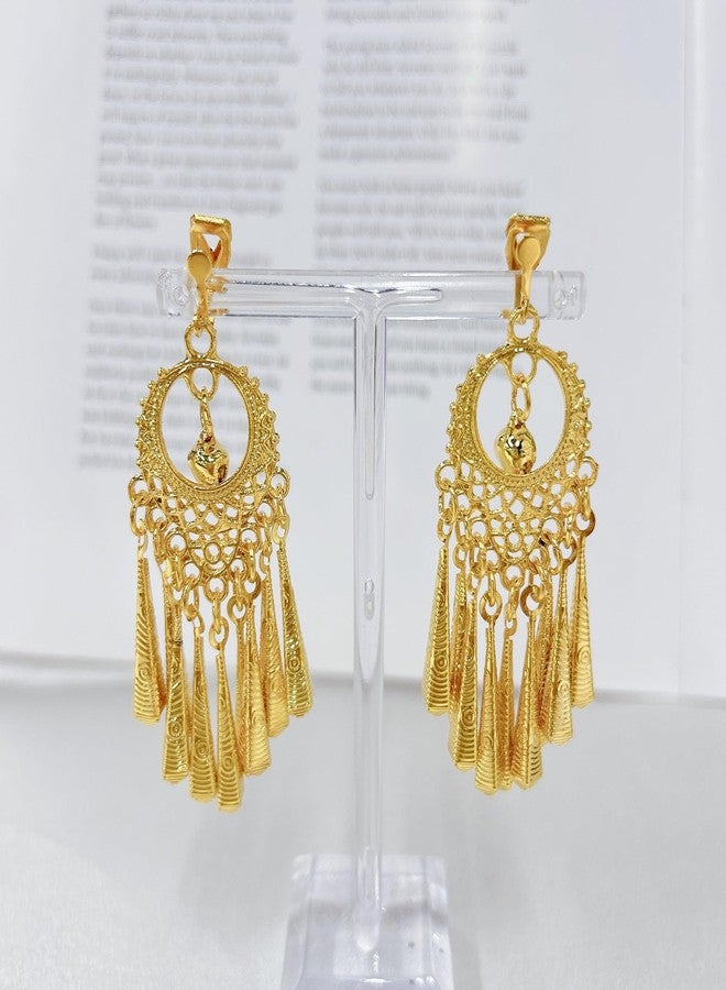 Cykdohy Indian Long Waterdrops Tassel Boho Jingling Bell Ethnic Clip on Earring for Women Lightweight Vintage Bollywood Traditional Gypsy Bohemian Gold Dangle Festival Holiday Party Non Pierced Ears Jewelry - Image 5