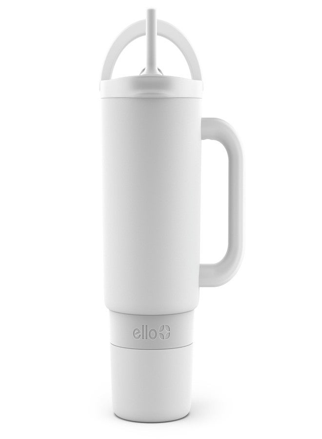 Ello Port 30oz Tumbler with Carry Loop & Integrated Handle | Vacuum Insulated Stainless Steel Reusable Water Bottle Travel Mug | Leak Proof Lid | Flexible Straw | BPA-Free | Dishwasher Safe | White - Image 1