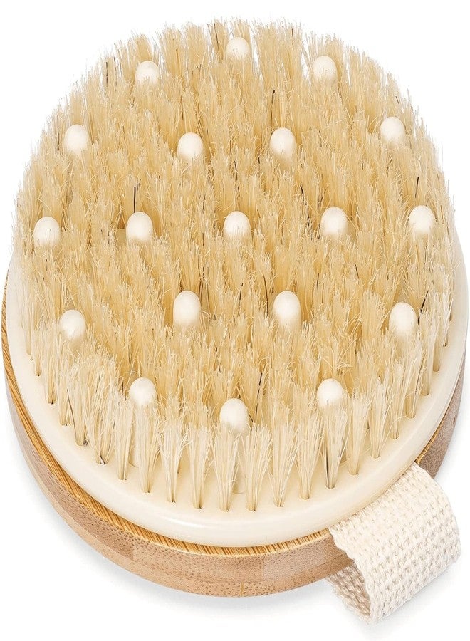 Mokleva Dry Brushing Body Brush for Cellulite & Lymphatic Drainage | Natural Boar Bristle Bamboo Bath Brush for Wet & Dry Use, Exfoliating Scrubber, Improve Circulation, Remove Dead Skin, Glowing Skin - Image 1