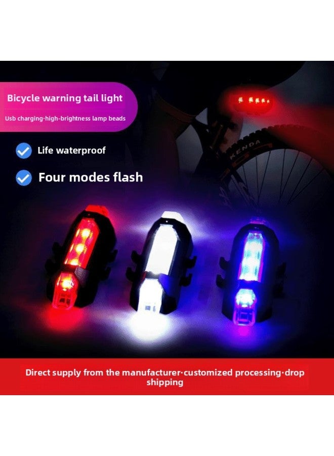 Generic 216 Direct Bicycle Light USB Charging Warning Light Riding Tail Light Accessories Bicycle Decoration Light-Color:216 Red And Blue OPP Bag  - Image 1