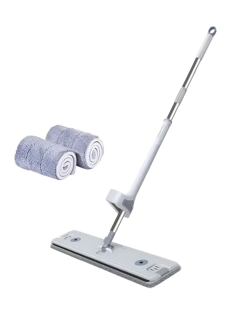 Flat Mop With Total 2 Mop Cloth Set, Long Handle Hands - Image 1