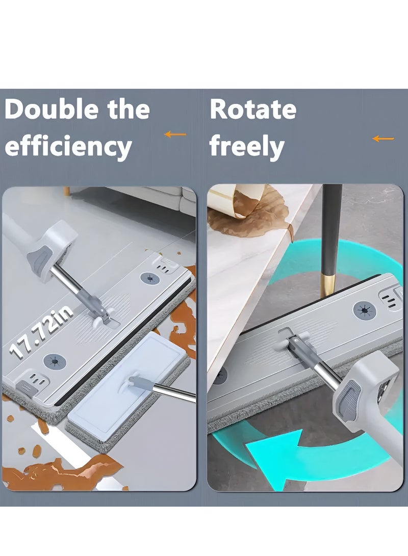 Flat Mop With Total 2 Mop Cloth Set, Long Handle Hands - Image 4