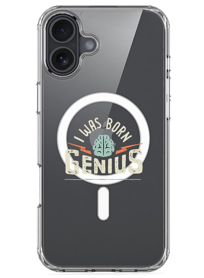 Theodor Magnetic Case for Apple iPhone 17 Compatible with MagSafe Wireless Charging, Shockproof Phone Bumper Cover - Born Genius - White - Image 1