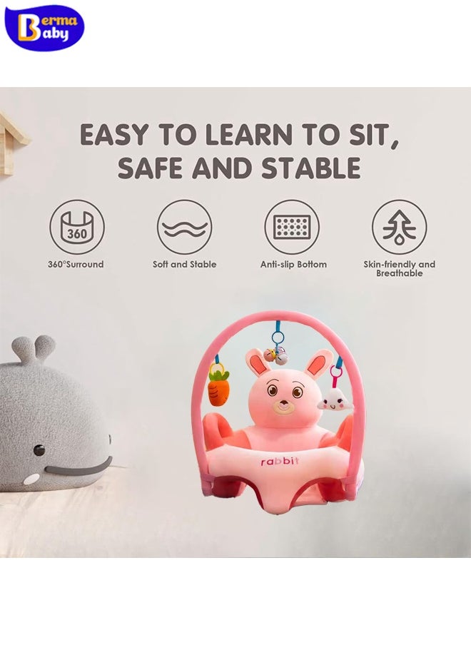 Berma Baby Baby sofa toy, baby support seat, baby comfort learning seat, learning sitting and feeding chair, soft and cuddly plush floor sofa for baby to play, children's sofa with toy shelf (rabbit)  - Image 5