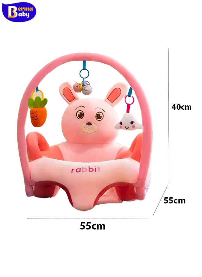 Berma Baby Baby sofa toy, baby support seat, baby comfort learning seat, learning sitting and feeding chair, soft and cuddly plush floor sofa for baby to play, children's sofa with toy shelf (rabbit)  - Image 2