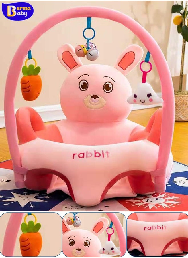 Berma Baby Baby sofa toy, baby support seat, baby comfort learning seat, learning sitting and feeding chair, soft and cuddly plush floor sofa for baby to play, children's sofa with toy shelf (rabbit)  - Image 1