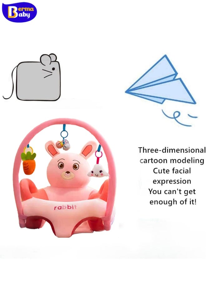 Berma Baby Baby sofa toy, baby support seat, baby comfort learning seat, learning sitting and feeding chair, soft and cuddly plush floor sofa for baby to play, children's sofa with toy shelf (rabbit)  - Image 4