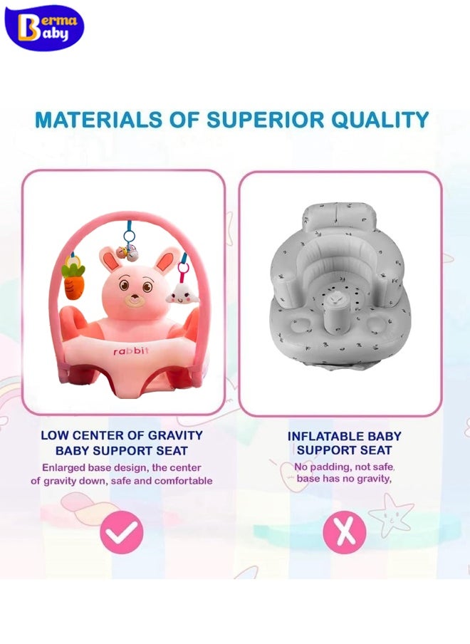 Berma Baby Baby sofa toy, baby support seat, baby comfort learning seat, learning sitting and feeding chair, soft and cuddly plush floor sofa for baby to play, children's sofa with toy shelf (rabbit)  - Image 3
